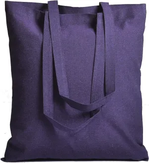 ATMOS GREEN 5 Pack 15 X 16 inch with 27" Long Handle Egg Plant Color 5.5 Oz Recycled Reusable Cotton Grocery Bags eco Friendly Super Strong Great Choice for Schools Promotion Branding Made in India