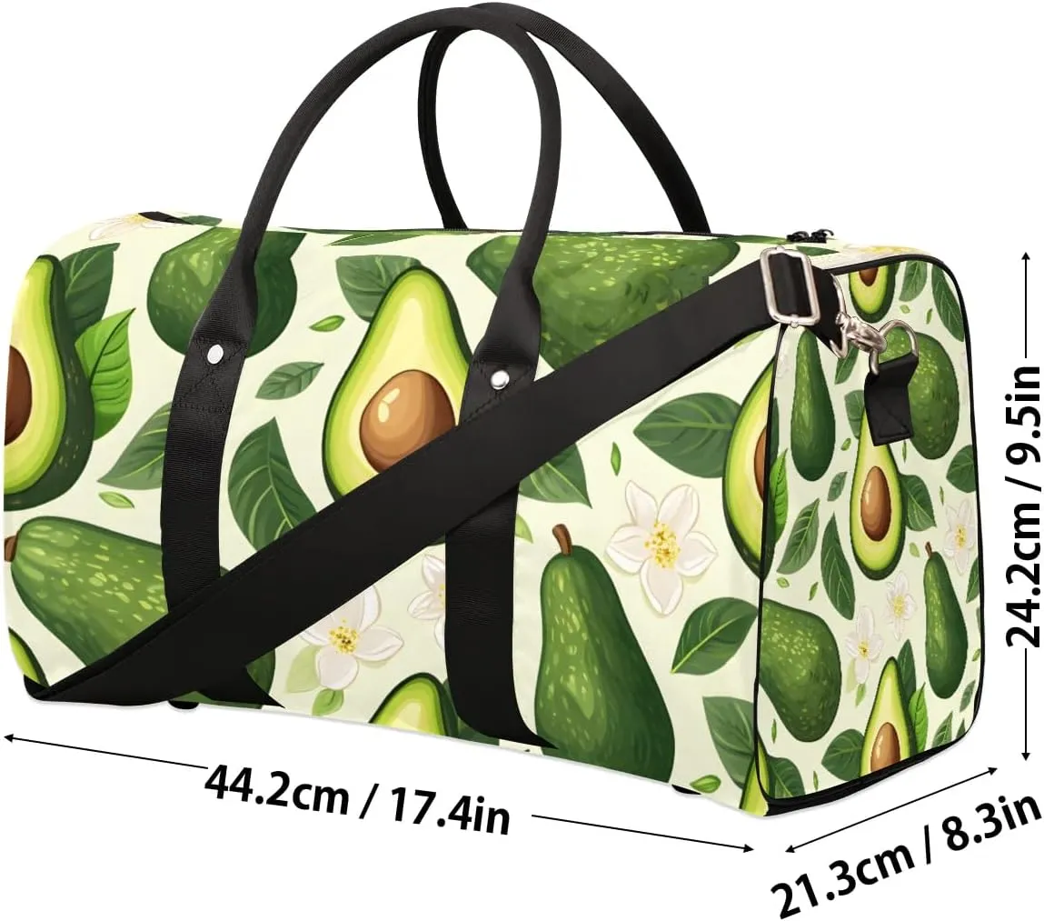 Avocado Themed Foldable Lightweight Duffle Bag for Travel - Waterproof Carry On Bags for Airplanes, Travel Duffel Bags for Gym, Weekend