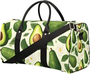 Avocado Themed Foldable Lightweight Duffle Bag for Travel - Waterproof Carry On Bags for Airplanes, Travel Duffel Bags for Gym, Weekend