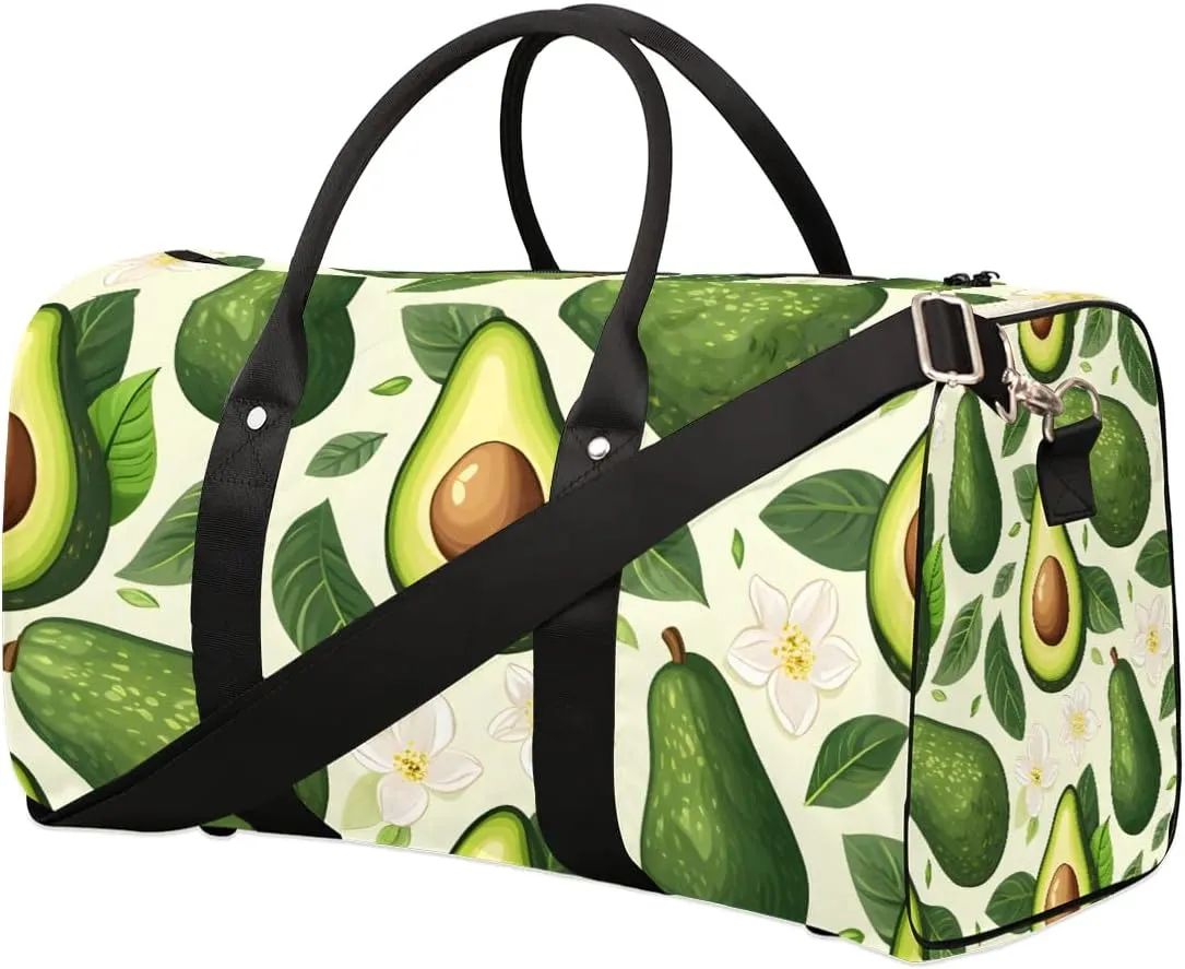 Avocado Themed Foldable Lightweight Duffle Bag for Travel - Waterproof Carry On Bags for Airplanes, Travel Duffel Bags for Gym, Weekend