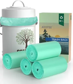 AYOTEE 100% Compostable Trash Bags, Small Compost Bags 1.3 Gallon, Small Trash Bags Compostable Bags for Kitchen Compost Bin 4.5-5 Liter, Meeting ASTM Standards Certified 125 Count