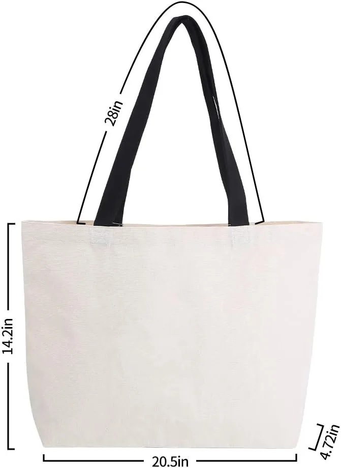 Azuca Reusable Grocery Canvas Bags with Inner Pocket Large Beach Shopping Heavy Duty 12 oz Tote Multi Purpose Natural - 20.5 x 14.5 x4.5 inch, 5 Pack