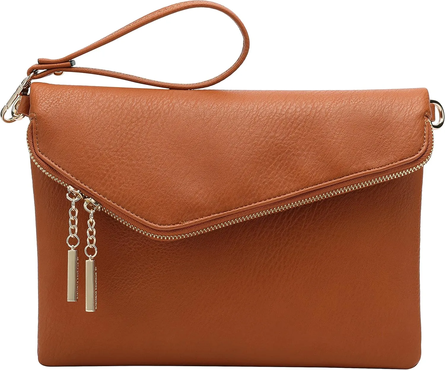 B BRENTANO Fold-Over Envelope Wristlet Clutch Crossbody Bag with Tassel Accents