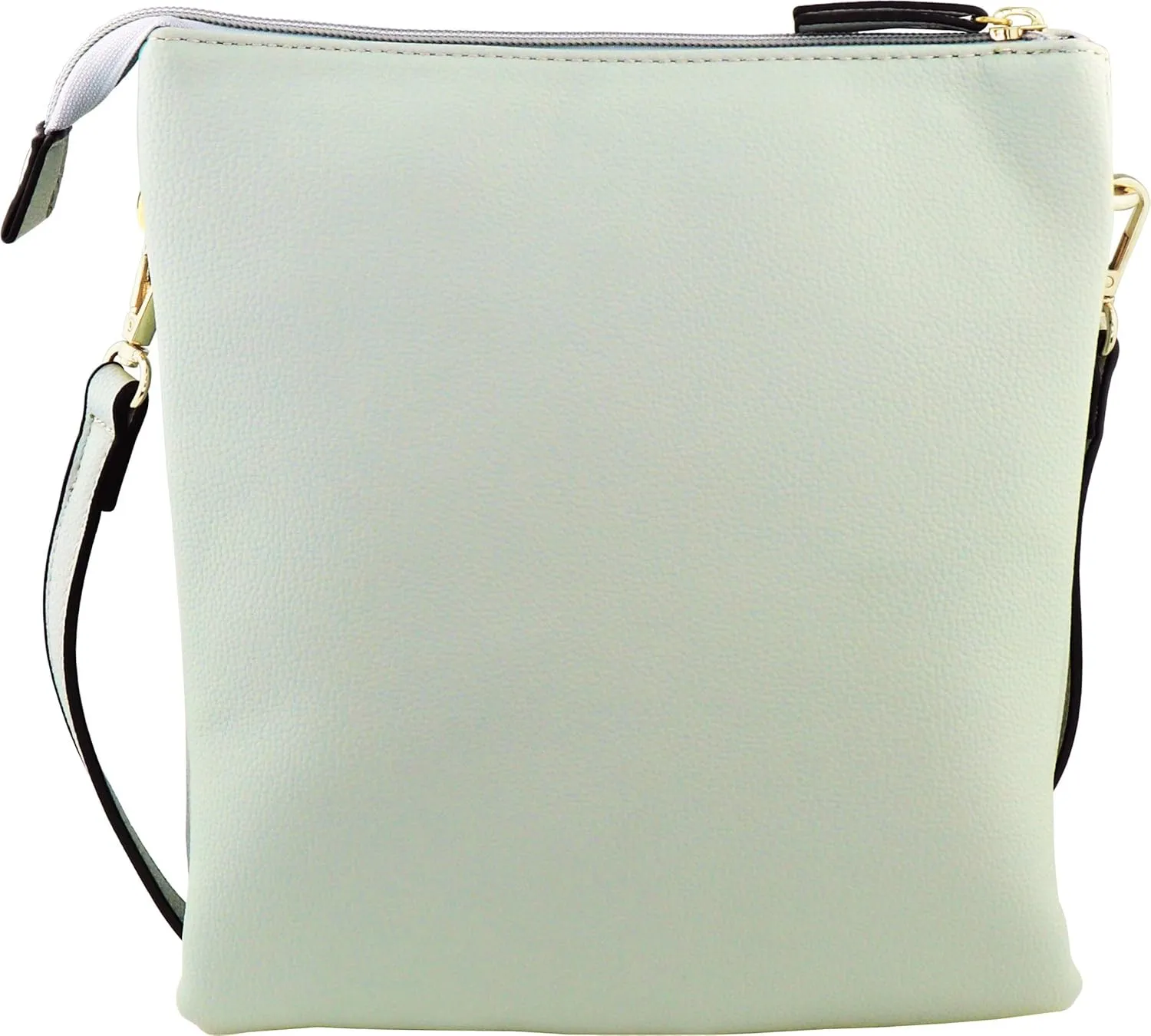 B BRENTANO Vegan Double-Zip Pocket Crossbody Handbag Purse wih Big Tassel Accent