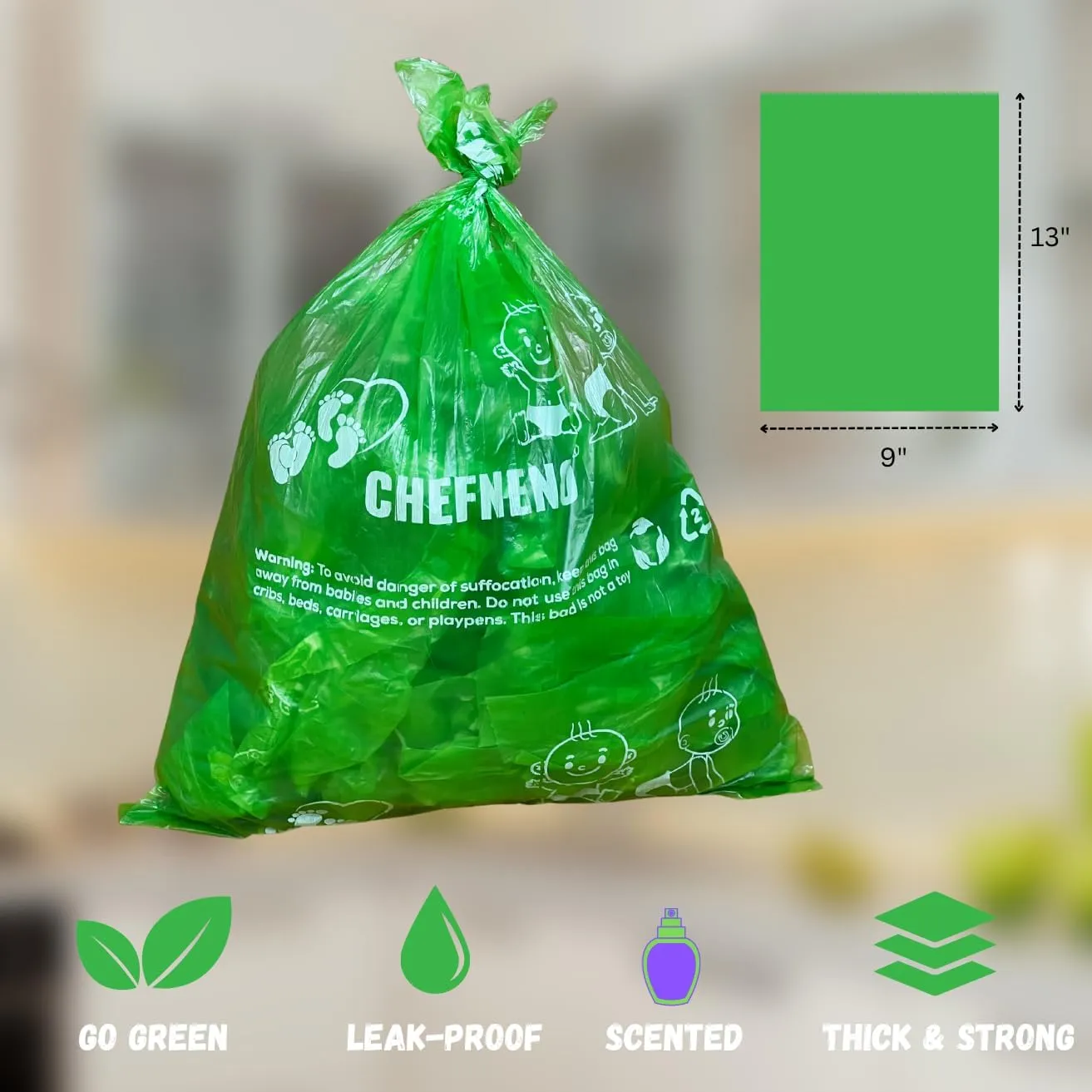 Baby Diaper Bag Disposable (576 Sacks) Biodegradable Lavender Scented 32 Refill Rolls with Dispenser Diaper Sack Disposable Dog Poop Cat Litter Poop Bags Sanitary Pad Waste Bags (Scented, 576 Bags)