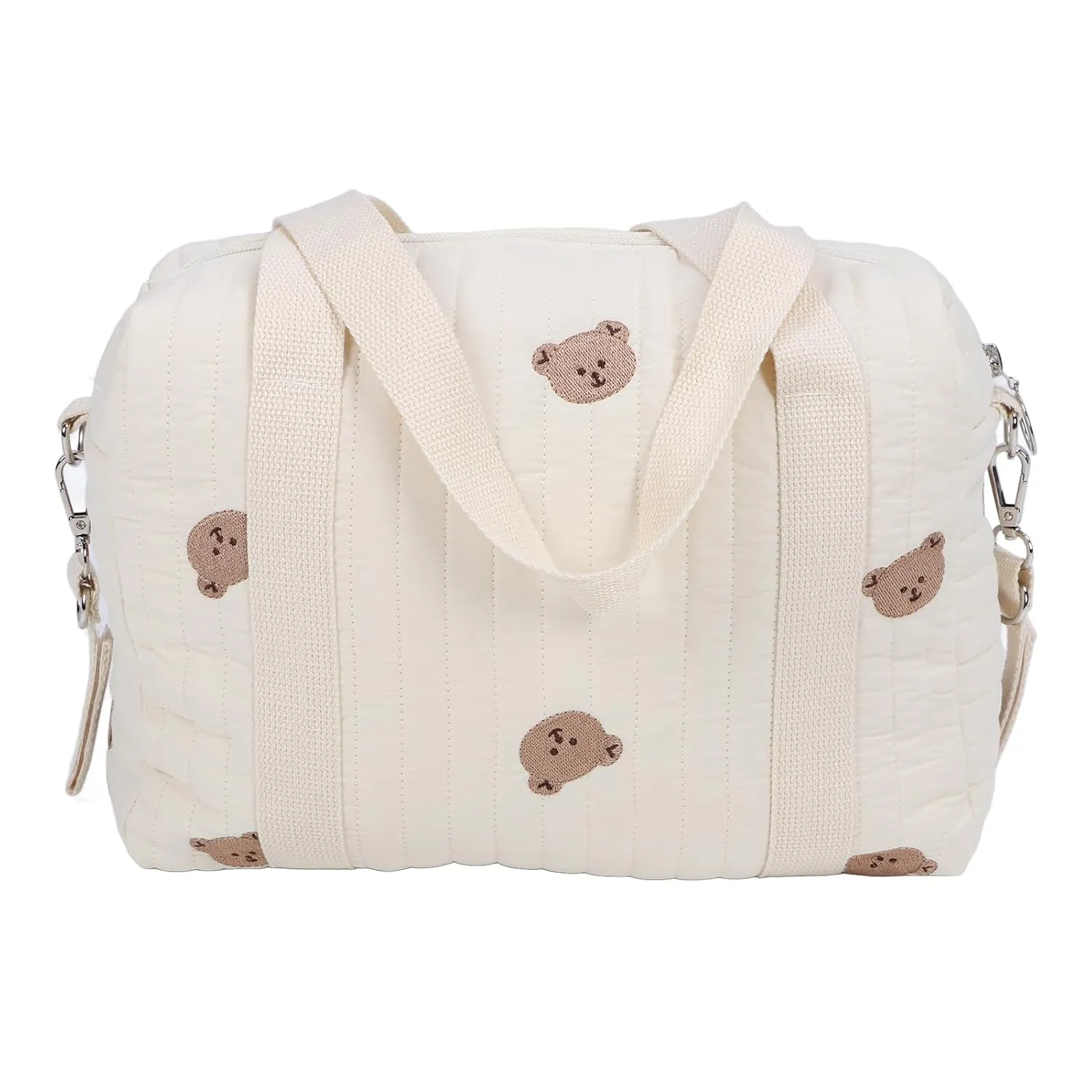 Baby Stroller Storage Bag, Zipper Embroidery Universal Stroller Caddy Organizer Handbag (Bear Bag)