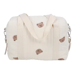 Baby Stroller Storage Bag, Zipper Embroidery Universal Stroller Caddy Organizer Handbag (Bear Bag)