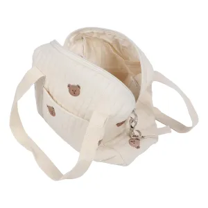 Baby Stroller Storage Bag, Zipper Stroller Storage Bag Stroller Hand Bag Embroidery Reusable Handbag Nappy Bag Stroller Hanging Bag (Bear Bag)