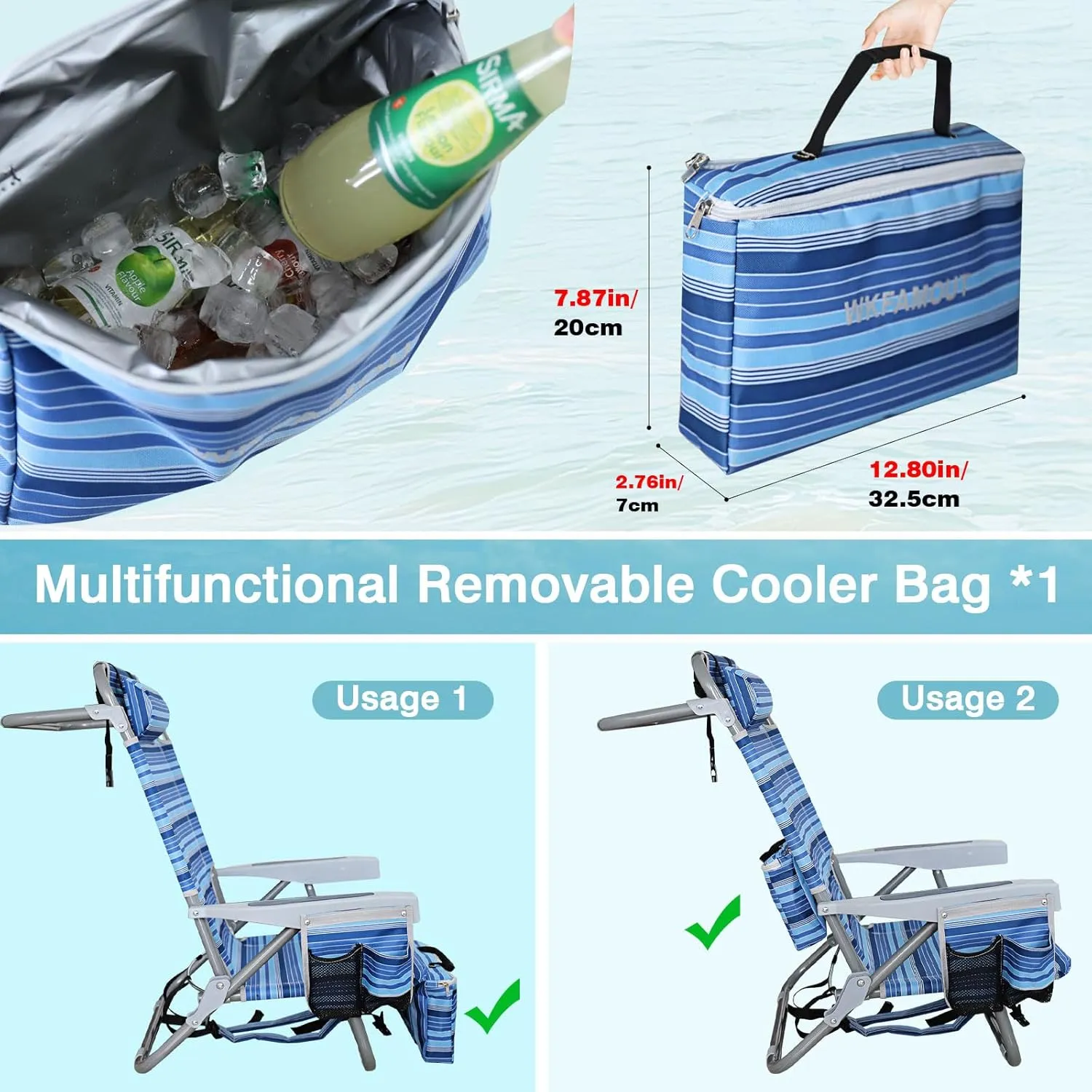 Backpack Folding Beach Chairs for Adults Heavy Duty 350Ibs with Camping Table Portable Lay Flat Beach Chair 5-Position Adjustable with Cooler Bag and Cup Holder