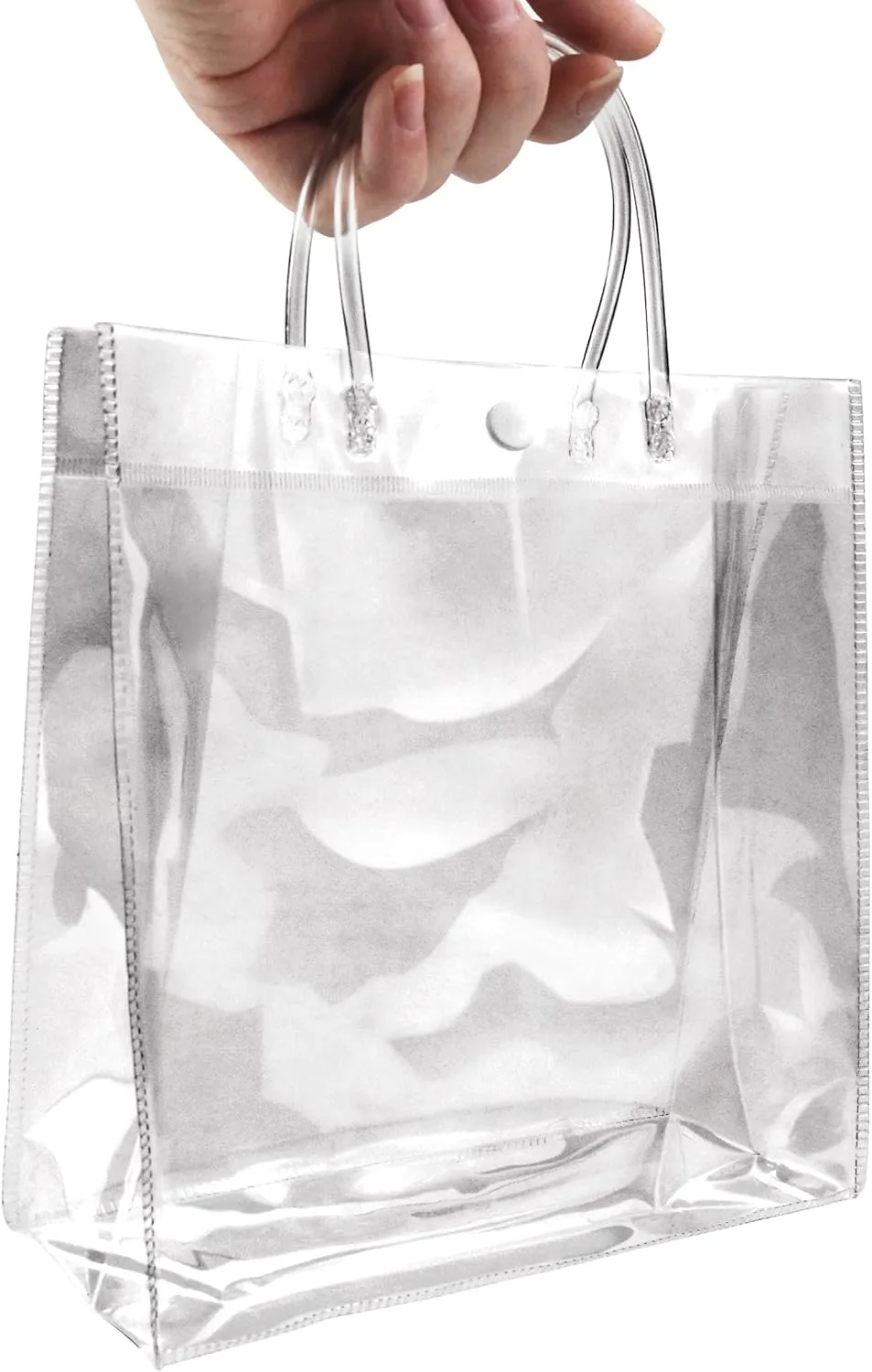 BadenBach 16 PCS Large Clear Gift Bags with Handle,11.02" x 11.02" x 3.94",Transparent Plastic Gift Wrap Tote Bag Big Reusable Clear Party Favor Goodie Bag for Boutique Wedding Birthday Mother's Day