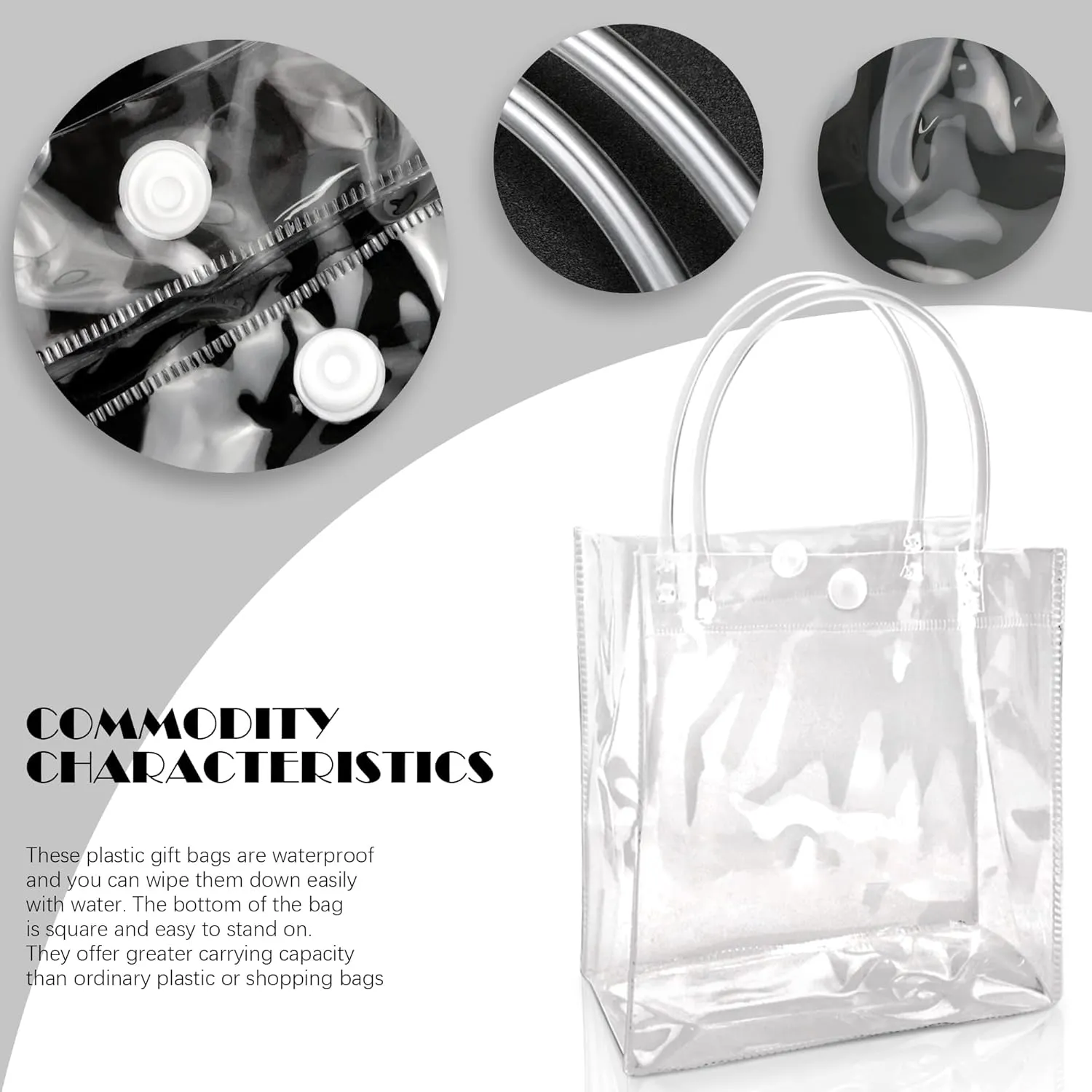 BadenBach 16 PCS Large Clear Gift Bags with Handle,11.02" x 11.02" x 3.94",Transparent Plastic Gift Wrap Tote Bag Big Reusable Clear Party Favor Goodie Bag for Boutique Wedding Birthday Mother's Day