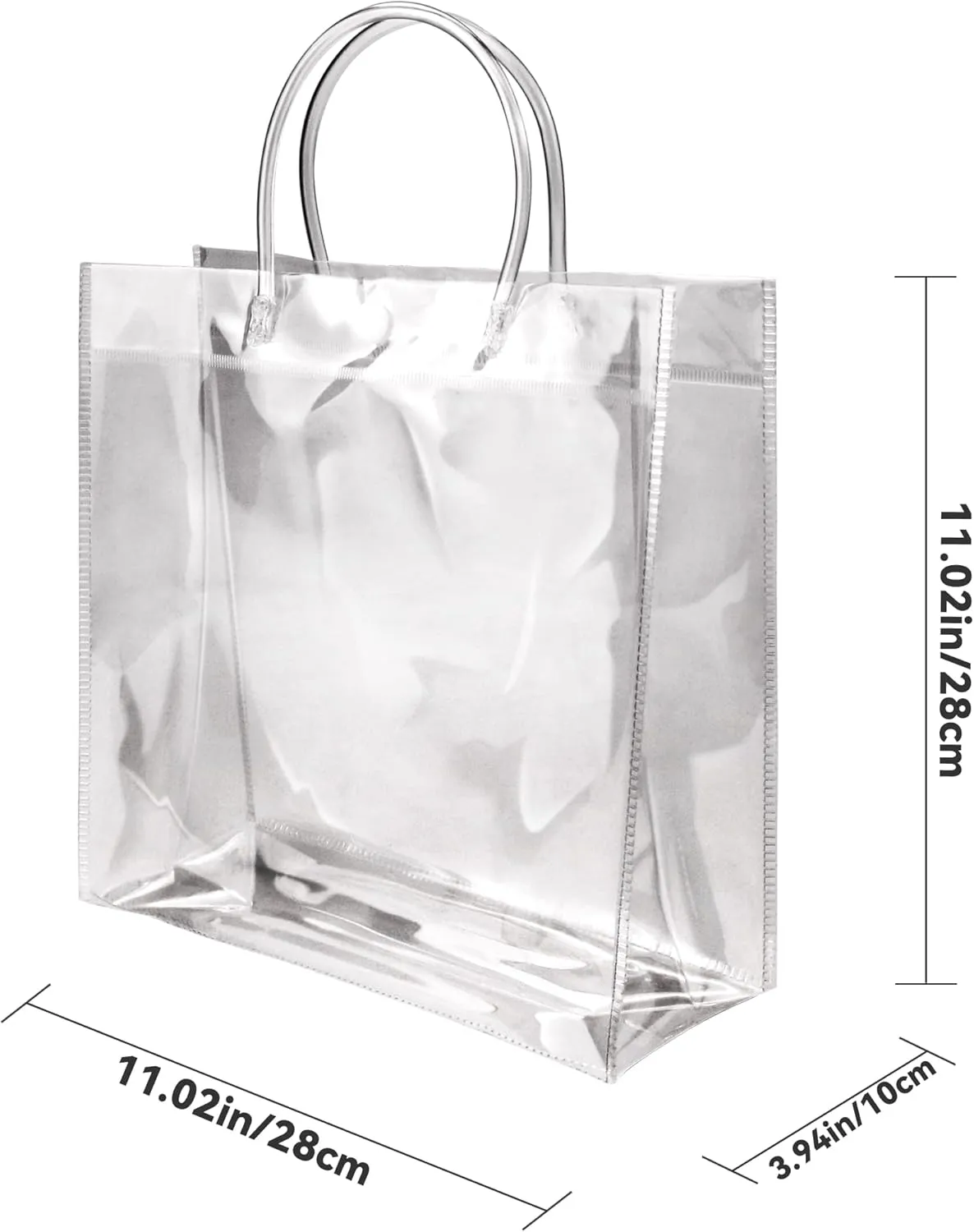 BadenBach 16 PCS Large Clear Gift Bags with Handle,11.02" x 11.02" x 3.94",Transparent Plastic Gift Wrap Tote Bag Big Reusable Clear Party Favor Goodie Bag for Boutique Wedding Birthday Mother's Day