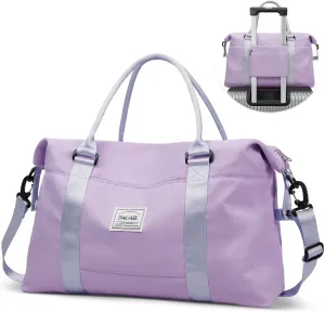 BAGAIL Travel Duffel Bag - Weekender & Overnight Gym Carry On Tote with Wet Pocket - Hospital Mom Bag for Labor and Delivery - Purple