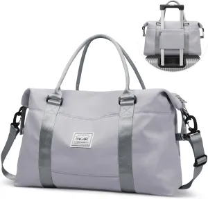 BAGAIL Travel Duffel Bag - Weekender & Overnight Gym Carry On Tote with Wet Pocket, Mom Bag for Labor and Delivery - Light Gray