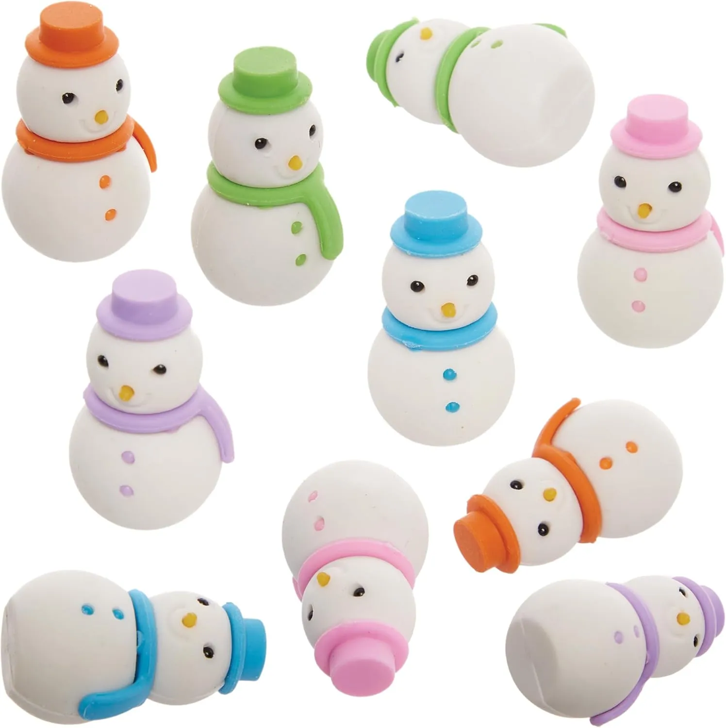 Baker Ross FX752 Snowman Erasers - Pack of 10 for filling Christmas bags and Christmas stockings.