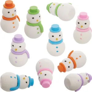 Baker Ross FX752 Snowman Erasers - Pack of 10 for filling Christmas bags and Christmas stockings.