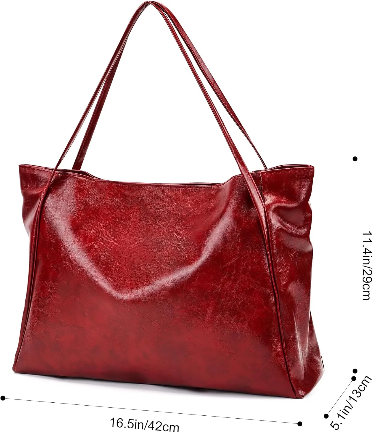 BAKUN Oversize Large Faux Leather Women Tote Handbag Big Capacity Laptop Shoulder Bag, Shopper Handbag for School Work Travel