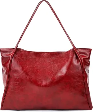 BAKUN Oversize Large Faux Leather Women Tote Handbag Big Capacity Laptop Shoulder Bag, Shopper Handbag for School Work Travel