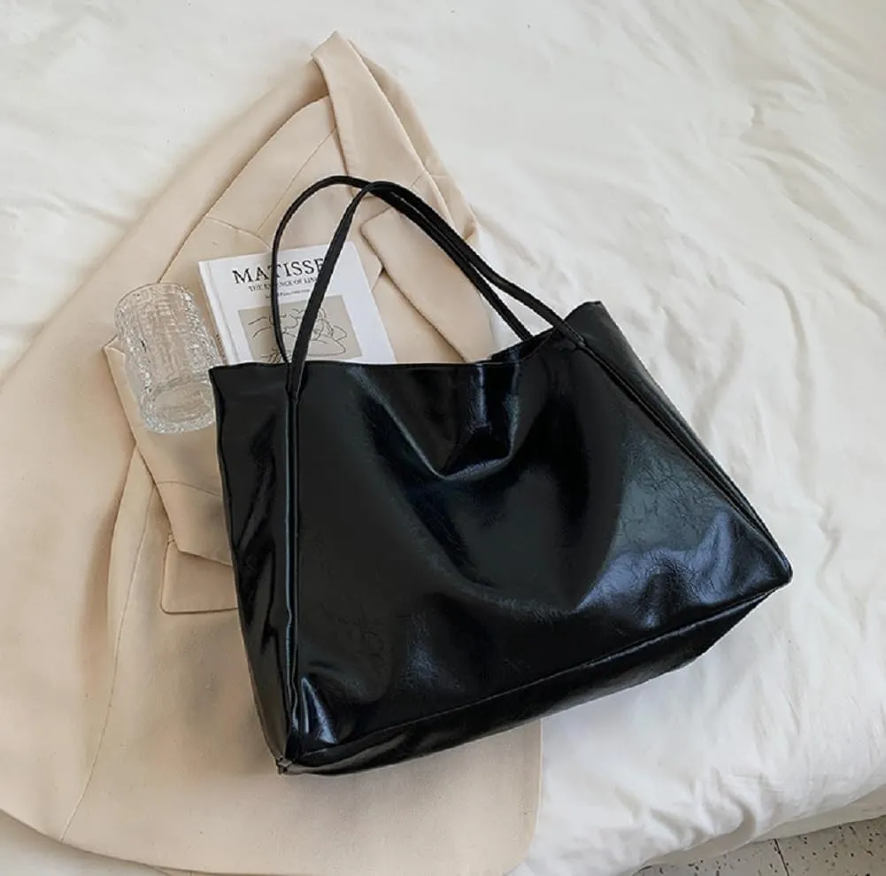 BAKUN Oversize Large Faux Leather Women Tote Handbag Big Capacity Laptop Shoulder Bag, Shopper Handbag for School Work Travel