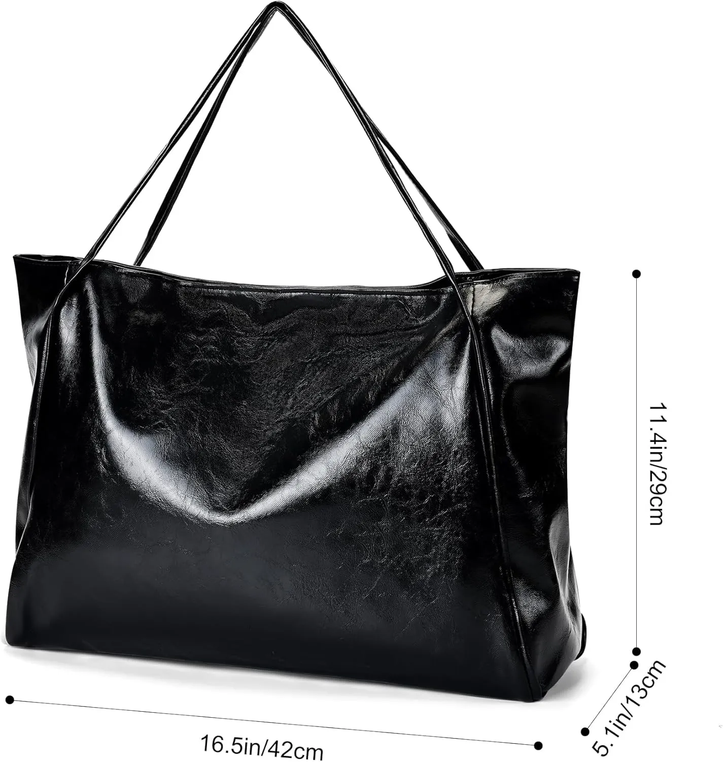 BAKUN Oversize Large Faux Leather Women Tote Handbag Big Capacity Laptop Shoulder Bag, Shopper Handbag for School Work Travel