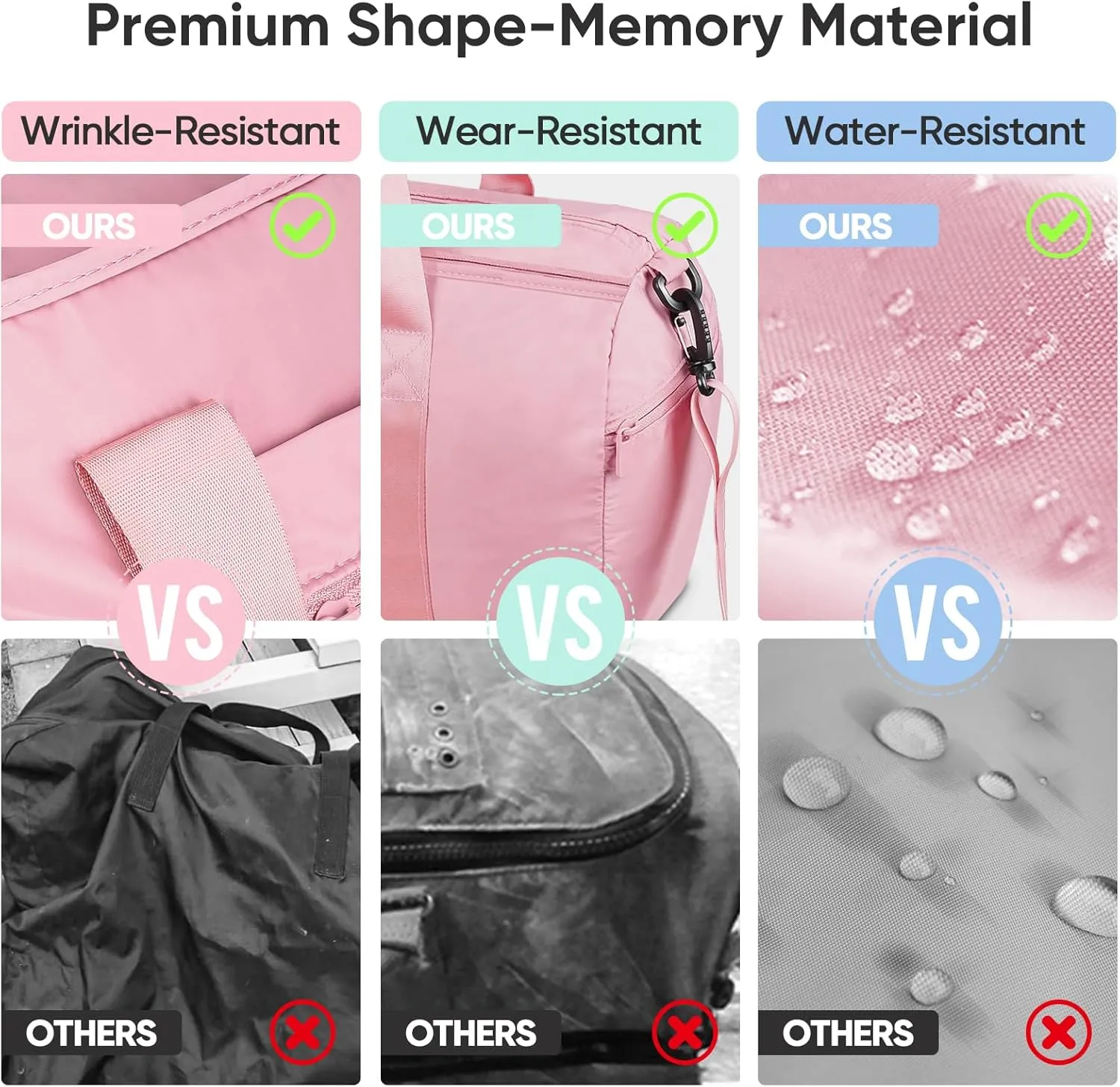 BALEINE Gym Bag for Women and Men, Duffel Bag for Sports, Gyms and Weekend Getaway, Waterproof Dufflebag with Shoe and Wet Clothes Compartments, Lightweight Carryon Gymbag (Pink)