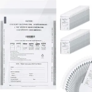Bank deposit bags plastic,Money bag for cash,Bank bag,Cash register bags 9 x 12 Inch (White, 100 Pack)
