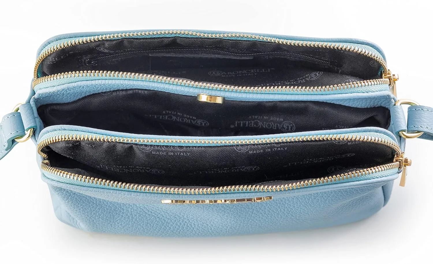 Baroncelli Crossbody Bag Made in Italy with Long Stripe Genuine Italian Soft Leather