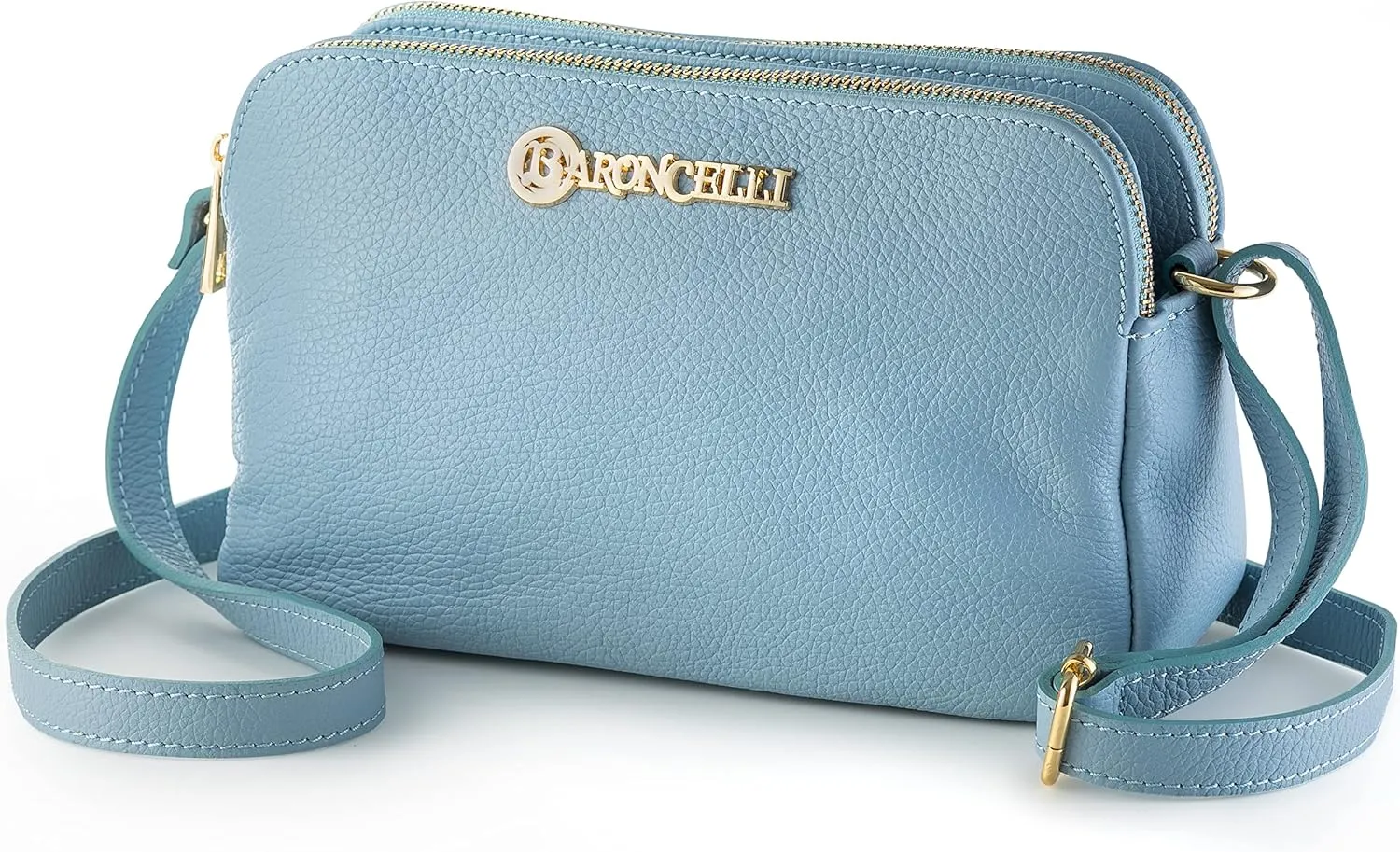 Baroncelli Crossbody Bag Made in Italy with Long Stripe Genuine Italian Soft Leather
