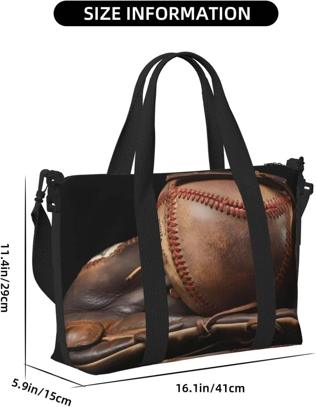 baseball and glove print Travel Duffel Bag, Sports Tote Gym Bag, Swim Pool Bag Large Shoulder Tote Bag for Beach Weekender, 202-406-121