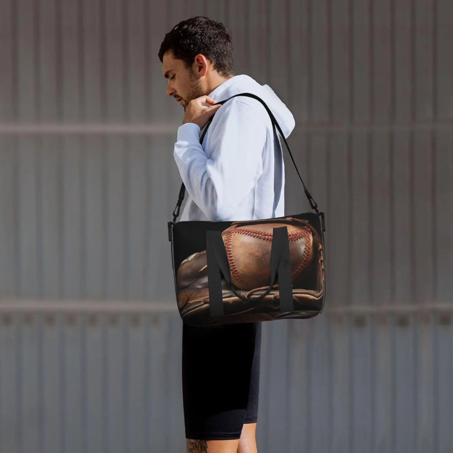 baseball and glove print Travel Duffel Bag, Sports Tote Gym Bag, Swim Pool Bag Large Shoulder Tote Bag for Beach Weekender, 202-406-121