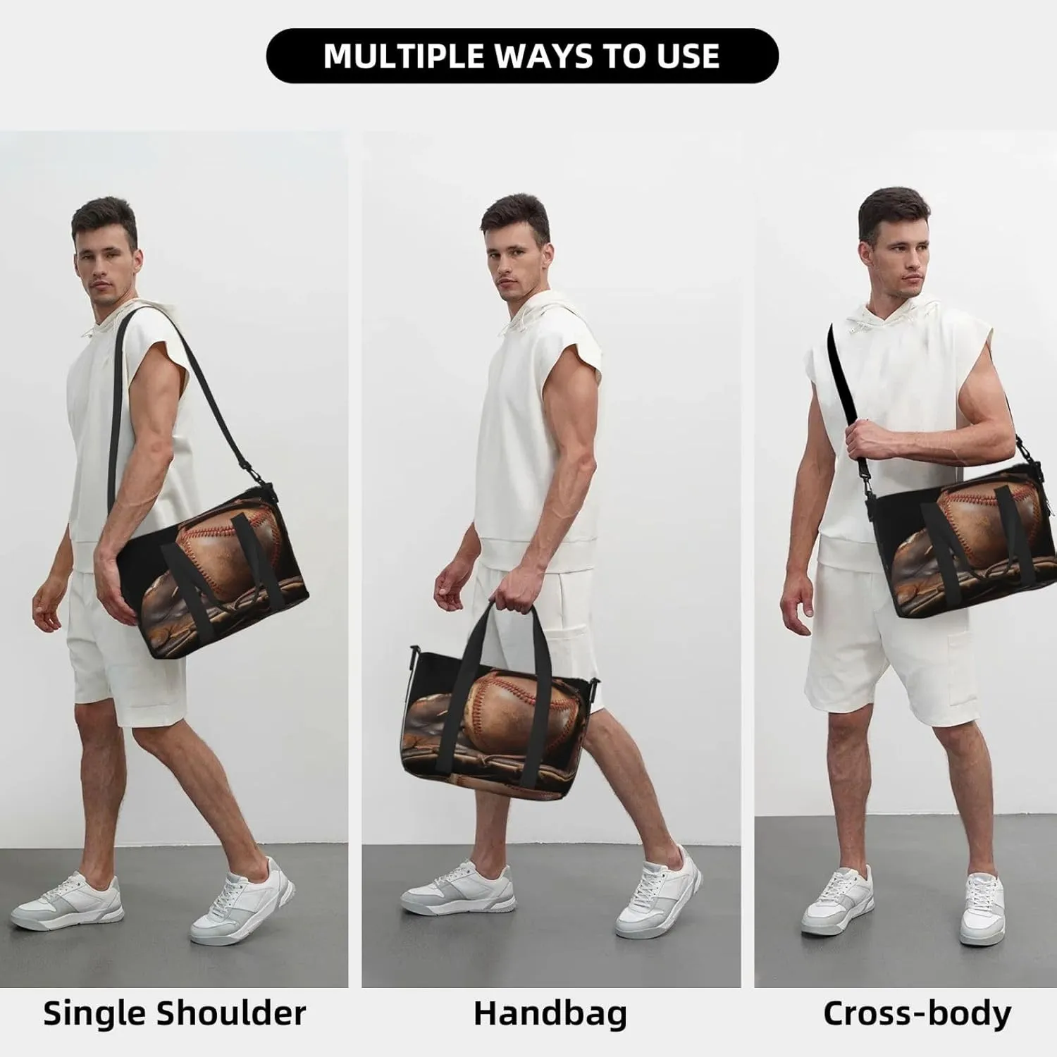 baseball and glove print Travel Duffel Bag, Sports Tote Gym Bag, Swim Pool Bag Large Shoulder Tote Bag for Beach Weekender, 202-406-121