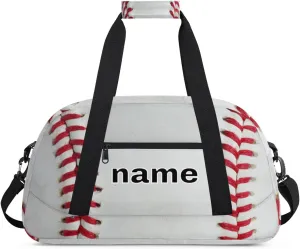 Baseball Custom Name Kids Gym Duffel Bag for Little Boys, Baseball Theme Personalized Sport Duffle Practice Bag Teen Travel Weekender Overnight Carry On Bag, Customized Kids Gifts