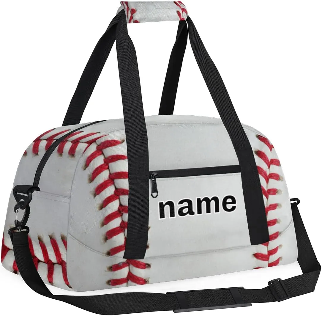 Baseball Custom Name Kids Gym Duffel Bag for Little Boys, Baseball Theme Personalized Sport Duffle Practice Bag Teen Travel Weekender Overnight Carry On Bag, Customized Kids Gifts