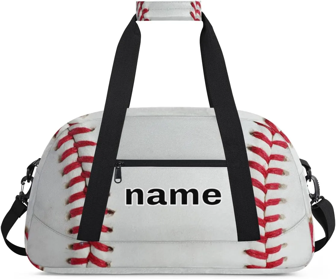 Baseball Custom Name Kids Gym Duffel Bag for Little Boys, Baseball Theme Personalized Sport Duffle Practice Bag Teen Travel Weekender Overnight Carry On Bag, Customized Kids Gifts