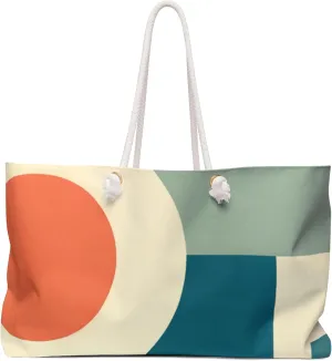 Bauhaus-Inspired Mid-Century Abstract Art Tote Bag, Bold Geometric Coastal Weekender with Vibrant Colors