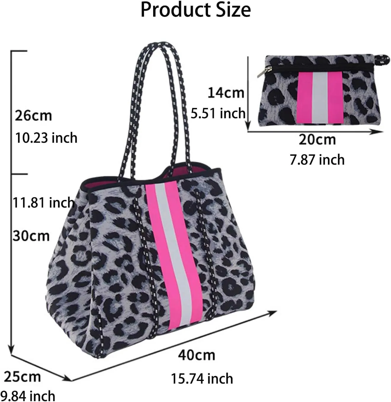 Beach Bags for Women Neoprene Tote Bag Big Waterproof Fashion Comes with Pouch Travel Shoulder Bags