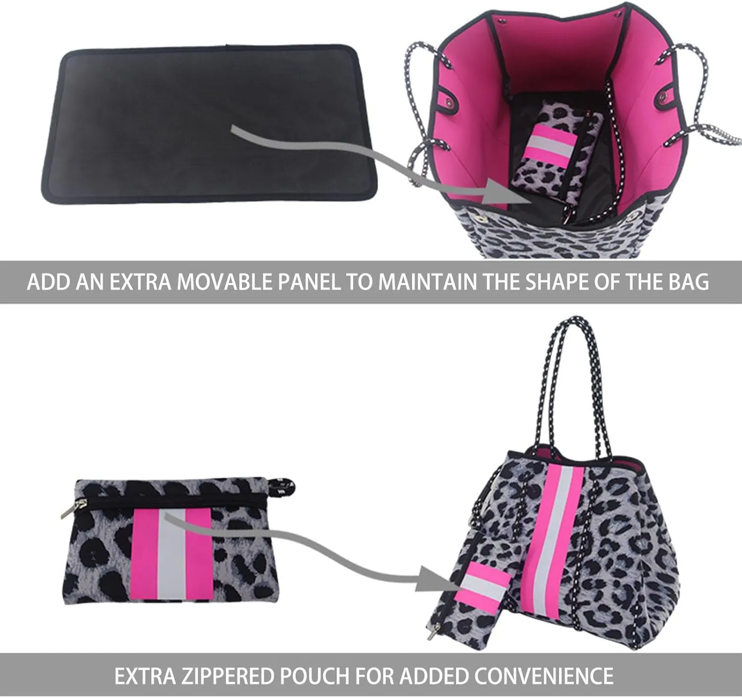 Beach Bags for Women Neoprene Tote Bag Big Waterproof Fashion Comes with Pouch Travel Shoulder Bags
