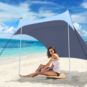 Beach Tents Pop Up 4-5 Person UPF50 , Popup Canopy Shade Camping Sun Shelter Portable with Carrying Bag, Outdoor Sunshade for Trips, Fishing or Grass Picnic (7x7 Ft 2 Pole, Blue)