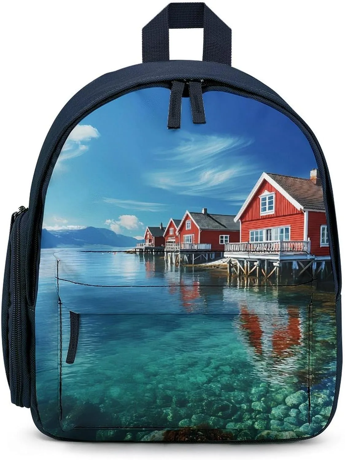 Beautiful Norwegian Landscape Cute Printed Backpack Lightweight Shoulder Bag Travel Daypack for Camping Picnic Blue-style