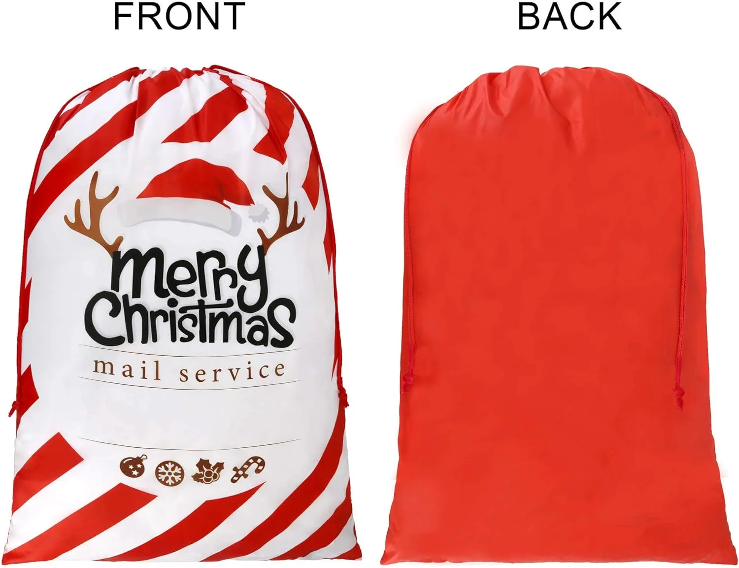 BeeGreen 2 Extra Large Santa Sacks - 27.6 x 42 Inch Reusable Christmas Bags with Drawstring for Gifts & Presents