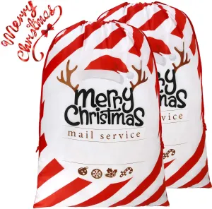 BeeGreen 2 Extra Large Santa Sacks - 27.6 x 42 Inch Reusable Christmas Bags with Drawstring for Gifts & Presents