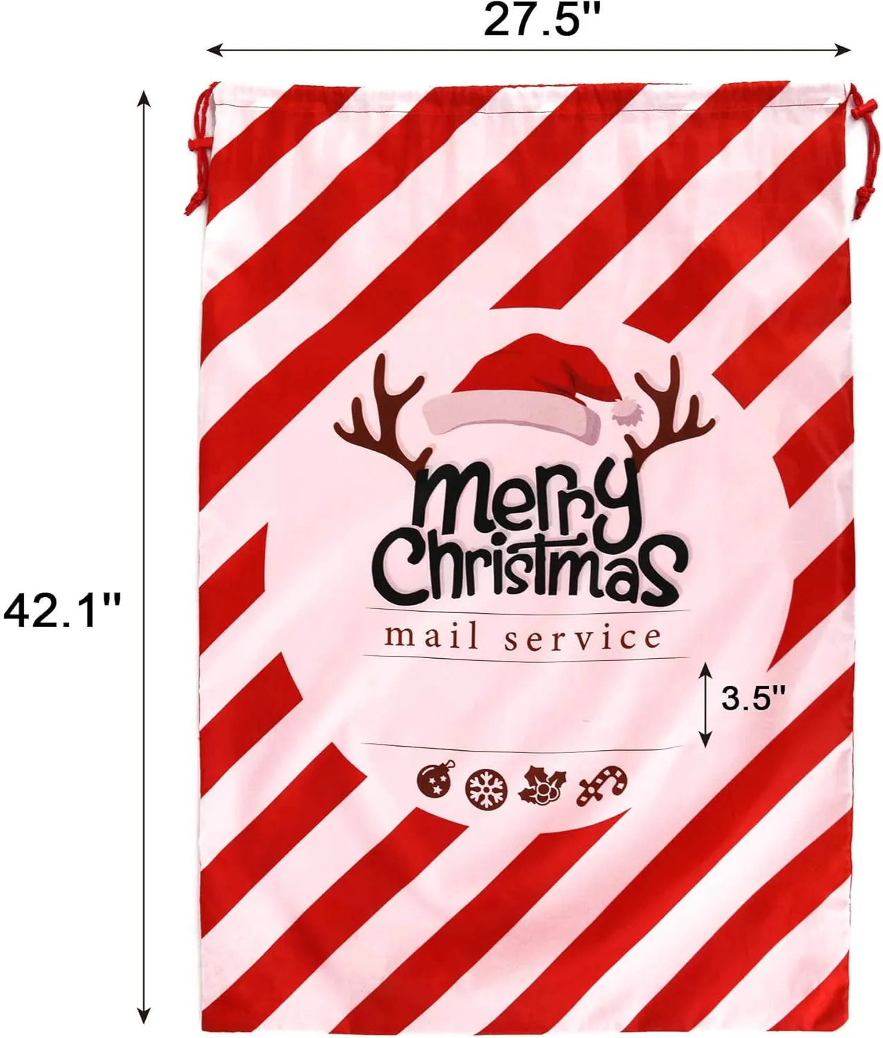 BeeGreen 2 Extra Large Santa Sacks - 27.6 x 42 Inch Reusable Christmas Bags with Drawstring for Gifts & Presents