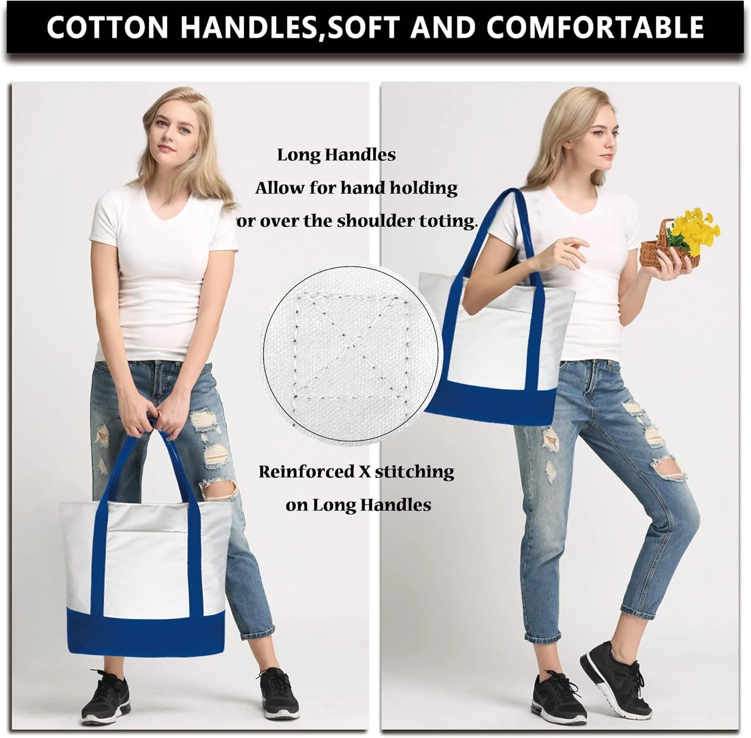 BeeGreen 3,6,8,12 Pack 12OZ Canvas Tote Bags for Women Large DIY Tote Bags Bulk with Handles