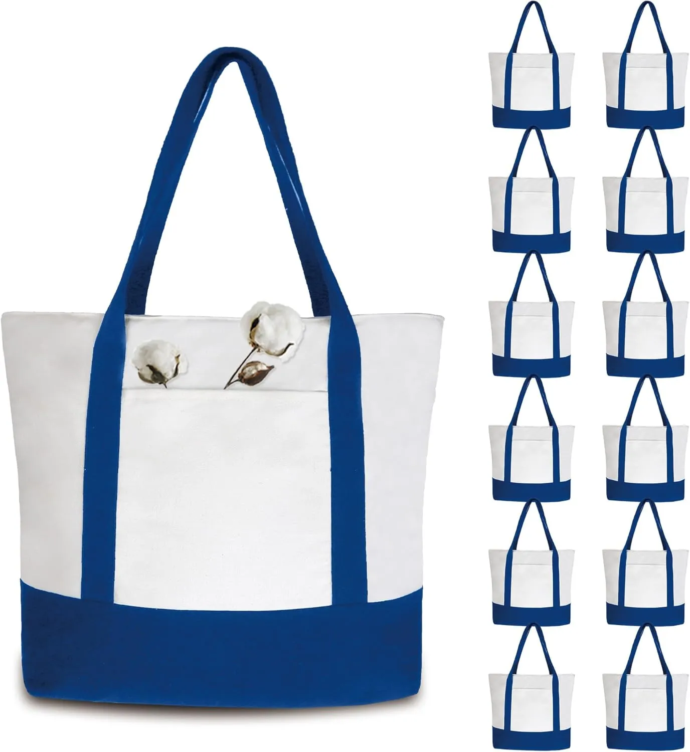 BeeGreen 3,6,8,12 Pack 12OZ Canvas Tote Bags for Women Large DIY Tote Bags Bulk with Handles