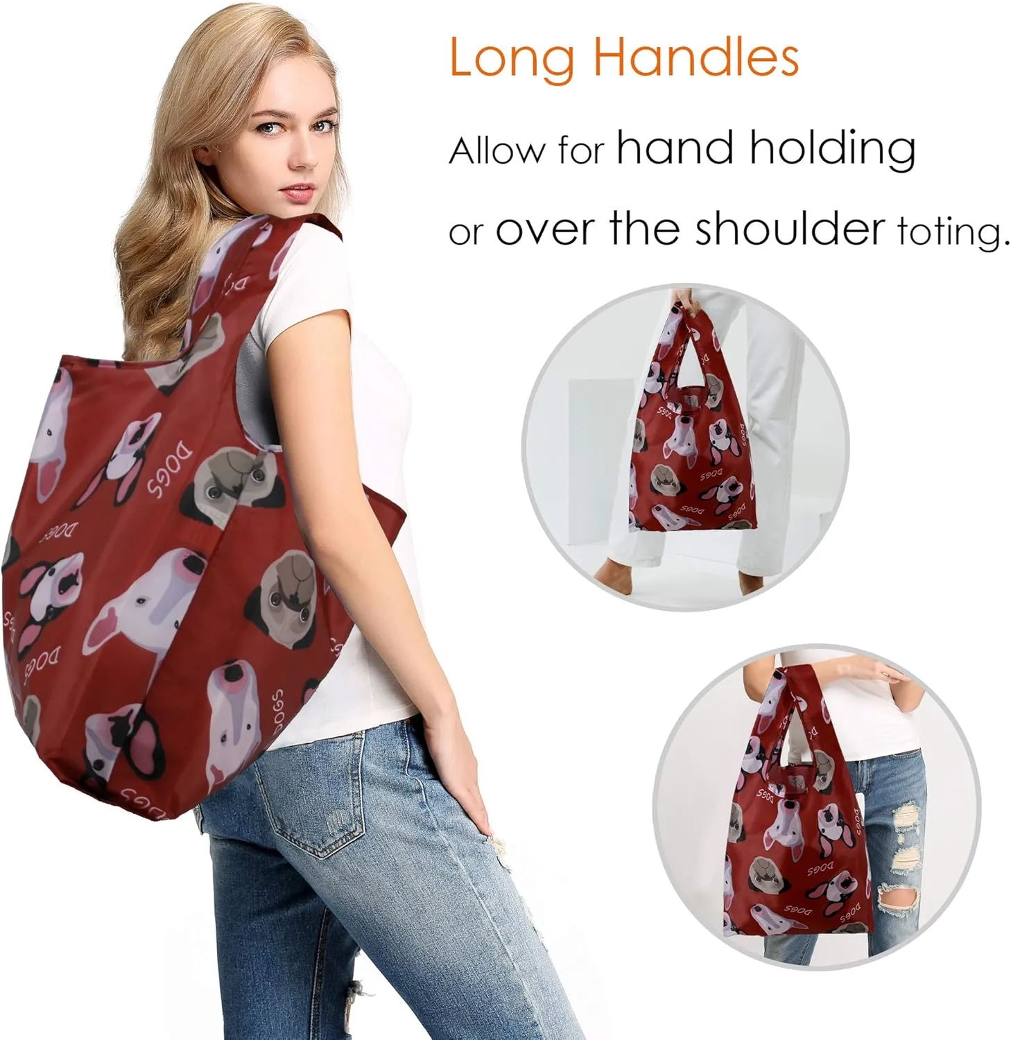BeeGreen Animal Reusable Grocery Bags 6 Pack Grocery Bags Reusable Shopping Bags Cloth Gift Bags Foldable Tote Bag Reusable Gift Bags Holiday Bags With Handles Heavy Duty Reusable Tote Bag