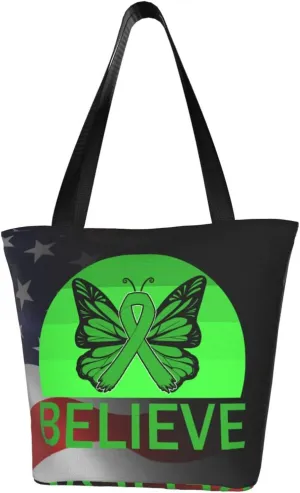 Believe Bone Marrow Transplant Awareness Green Ribbon Fashion Shoulder Bag Large Capacity For Man Or Woman