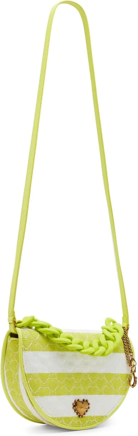 Betsey Johnson Nauti-gal Half Moon Raffia Flap Bag