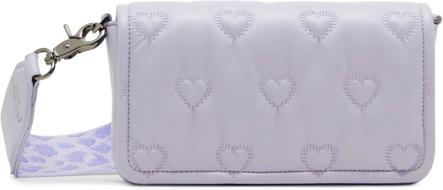 Betsey Johnson Quilted Heart Crossbody, Lavender