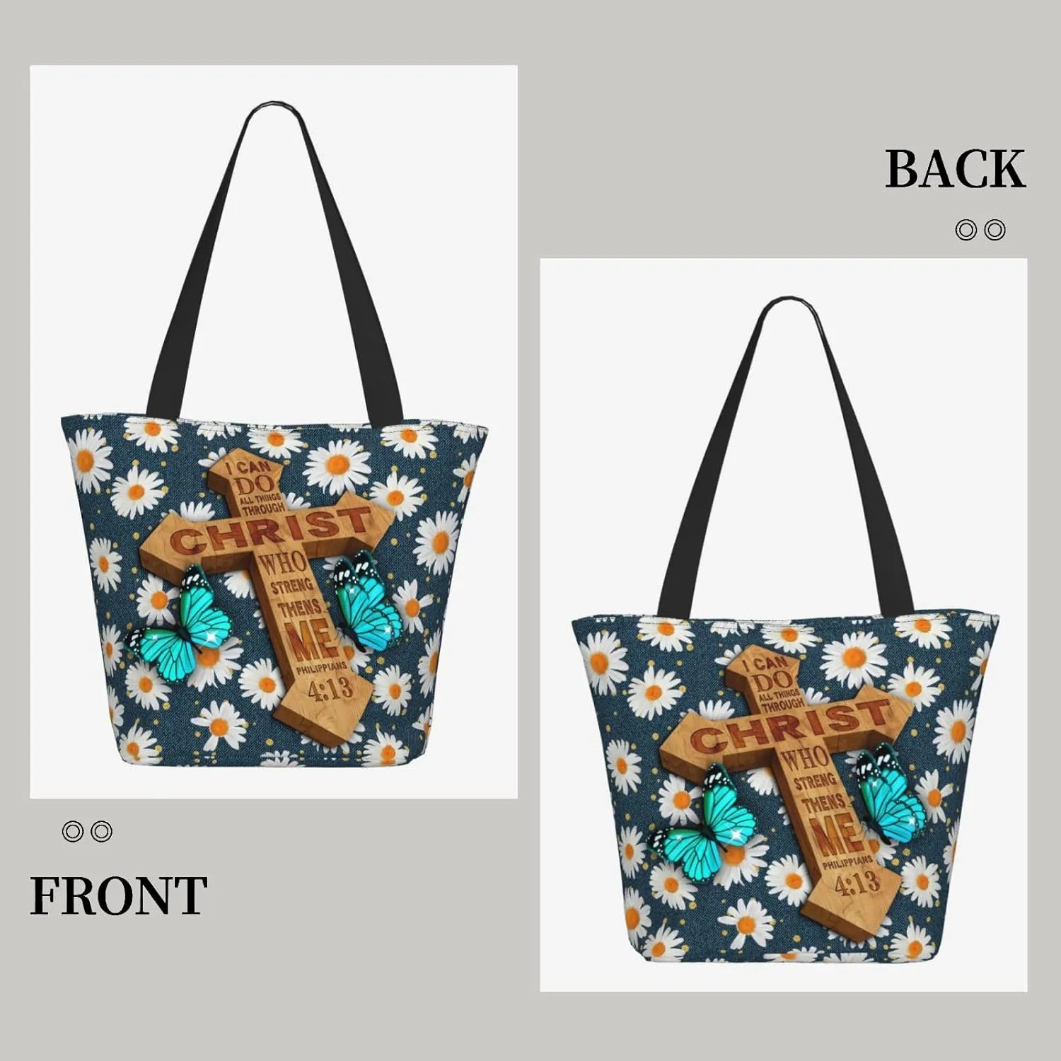 Bible Tote Bags For Women Christian Tote Bags For Women Bible Bag Religious Shoulder Bag Scripture Reusable Grocery Bag