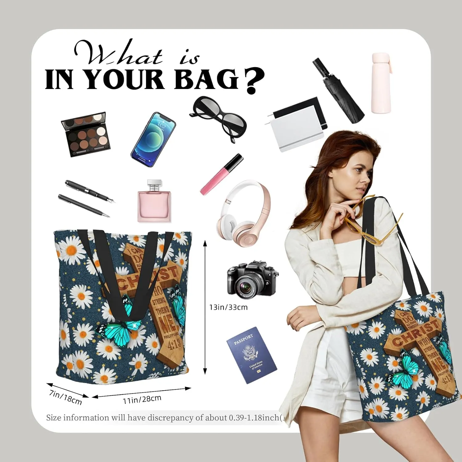 Bible Tote Bags For Women Christian Tote Bags For Women Bible Bag Religious Shoulder Bag Scripture Reusable Grocery Bag